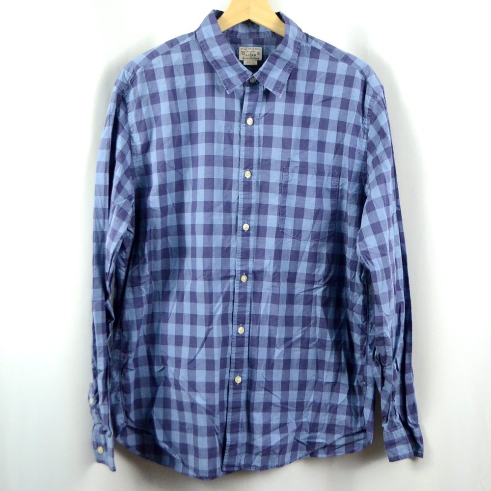 J. Crew Blue Check LS Button Down Shirt L